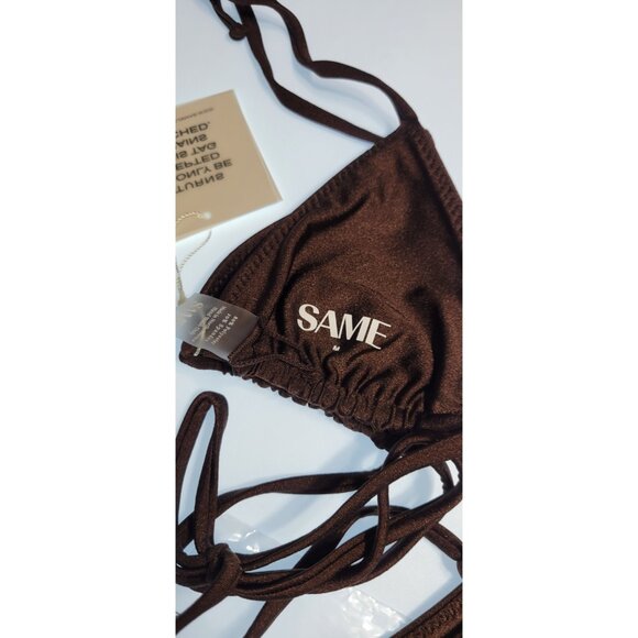 SAME Los Angeles Swim Bikini Set 2Pc Top High Weist Bottom 90s Brown SZ M - Picture 15 of 15